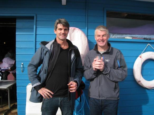 Warming up after the swim. My brother is only 2 inches taller than me so either he is standing on something or shrank during the swim...