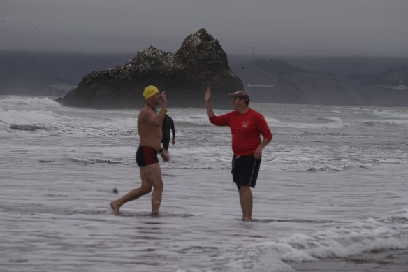 High five at the finish!